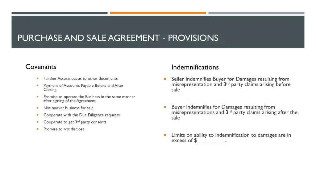 purchase and sale agreement provisions 2