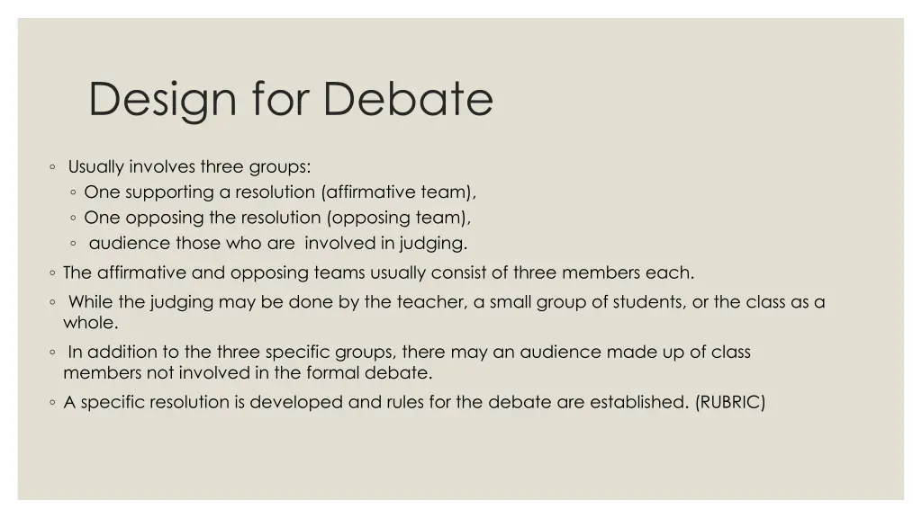 design for debate