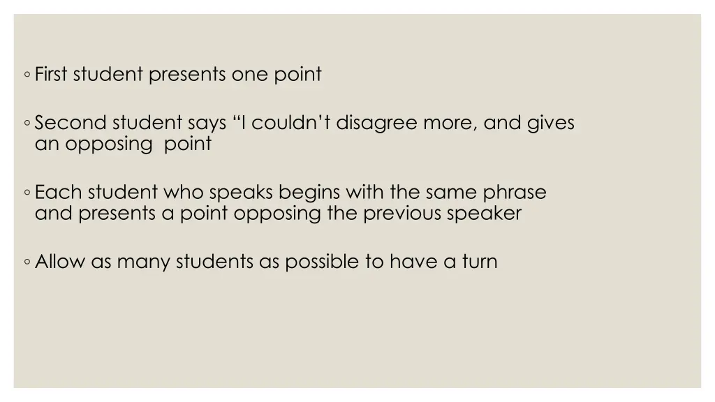 first student presents one point