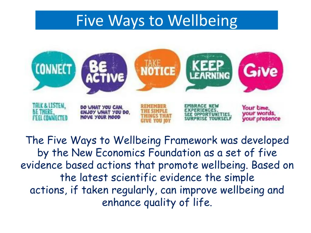 five ways to wellbeing