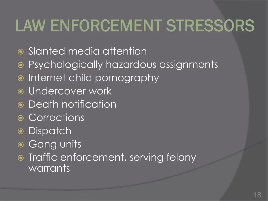 law enforcement stressors law enforcement