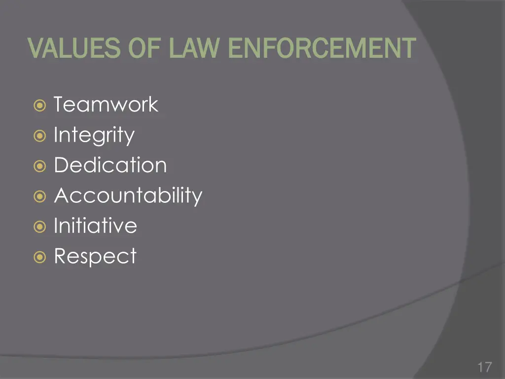 values of law enforcement values