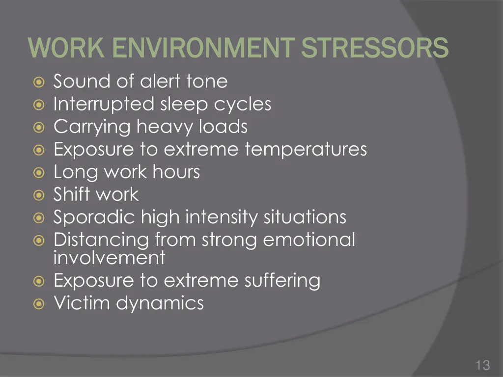 work environment stressors work environment