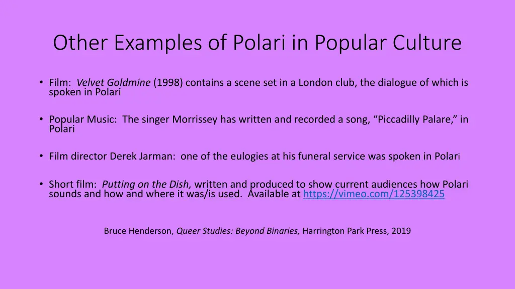 other examples of polari in popular culture