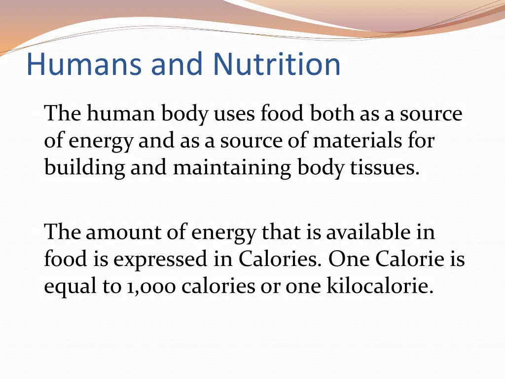 humans and nutrition