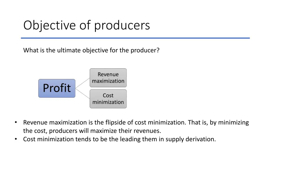 objective of producers