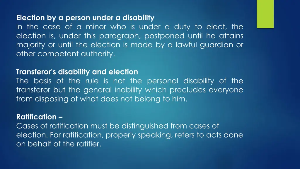 election by a person under a disability