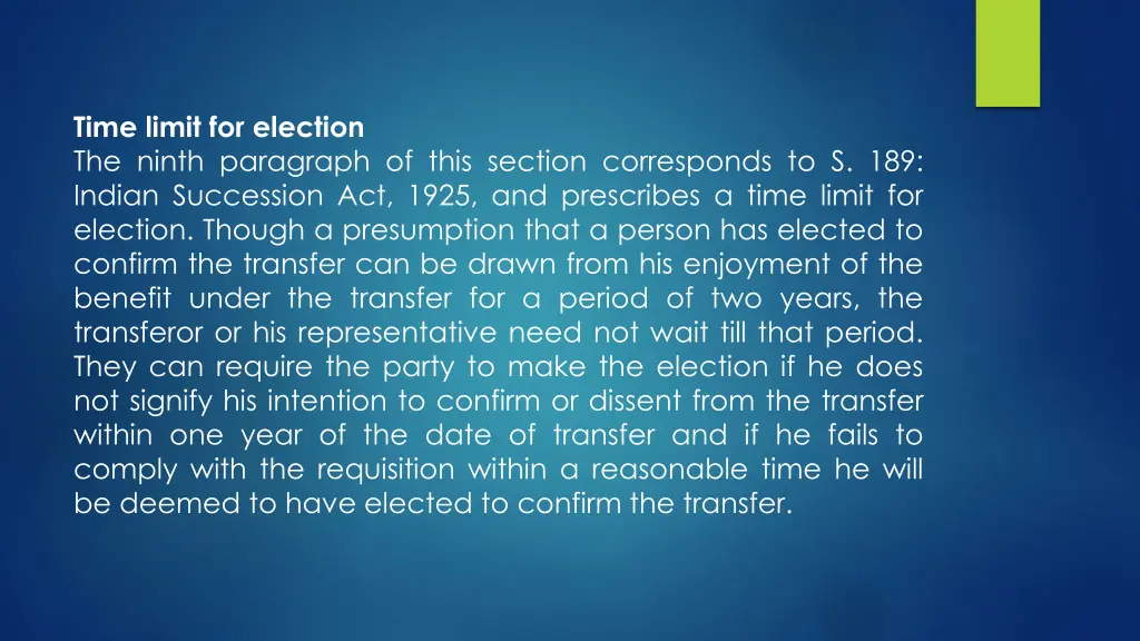 time limit for election the ninth paragraph