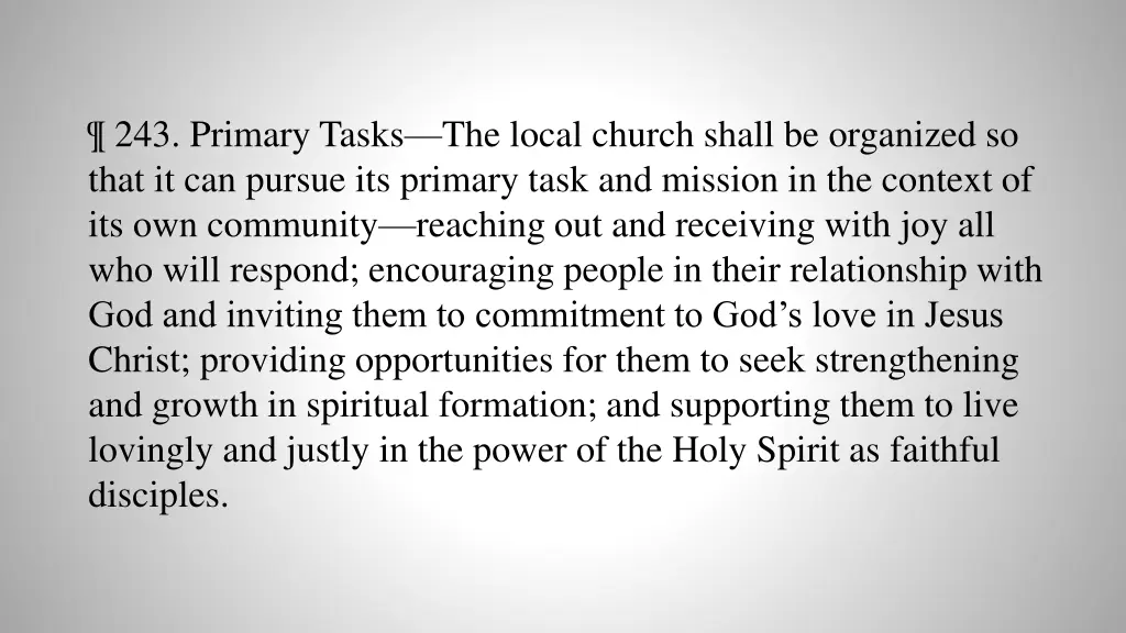 243 primary tasks the local church shall