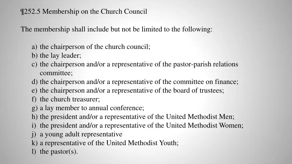 252 5 membership on the church council