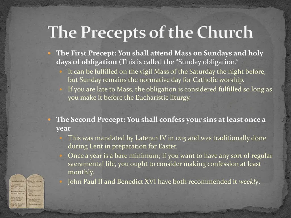 the precepts of the church