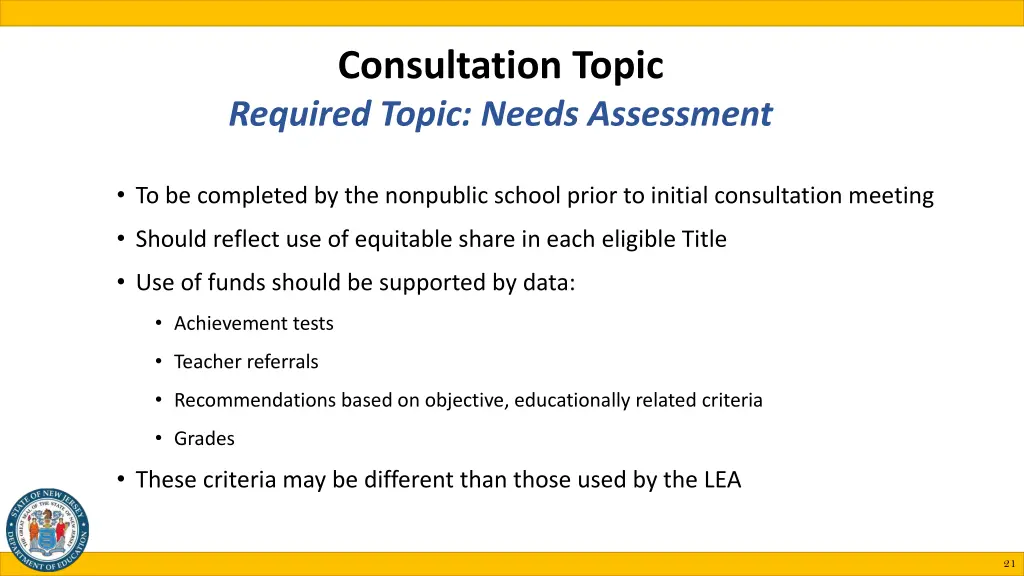 consultation topic required topic needs assessment