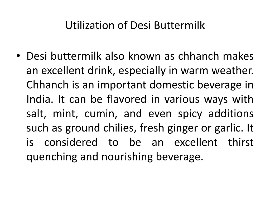 utilization of desi buttermilk