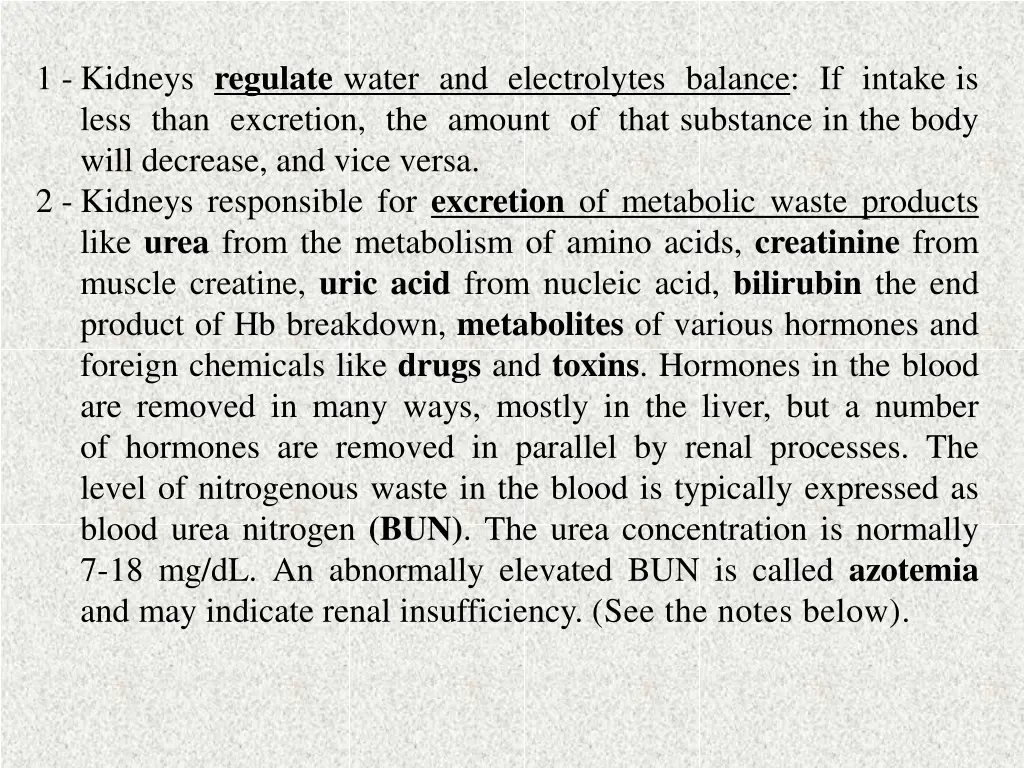 1 kidneys regulate water and electrolytes balance