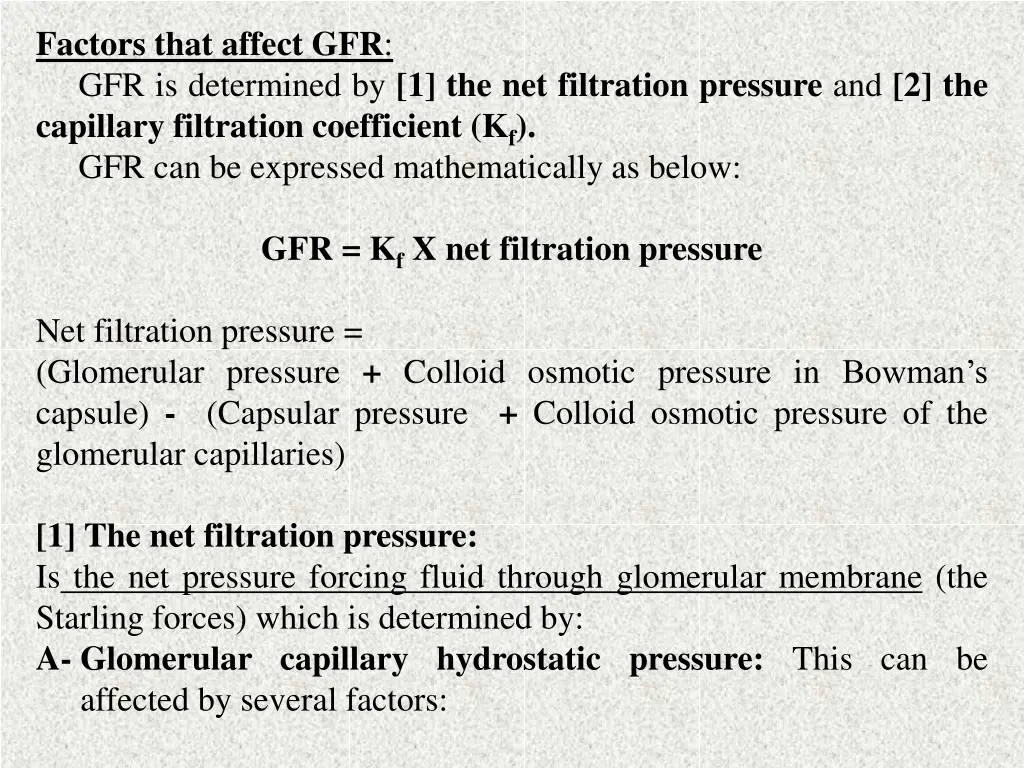 factors that affect gfr gfr is determined