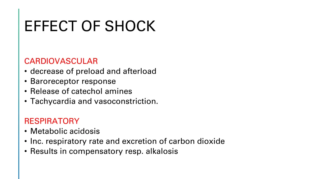 effect of shock