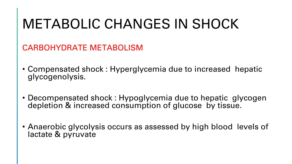 metabolic changes in shock