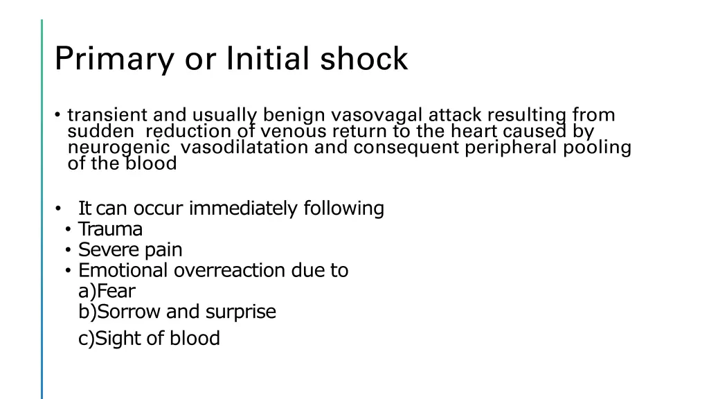 primary or initial shock