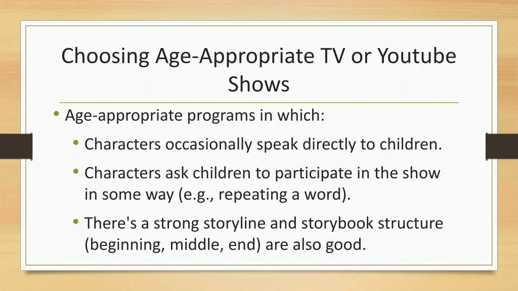 choosing age appropriate tv or youtube shows