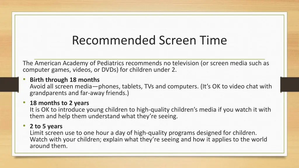 recommended screen time