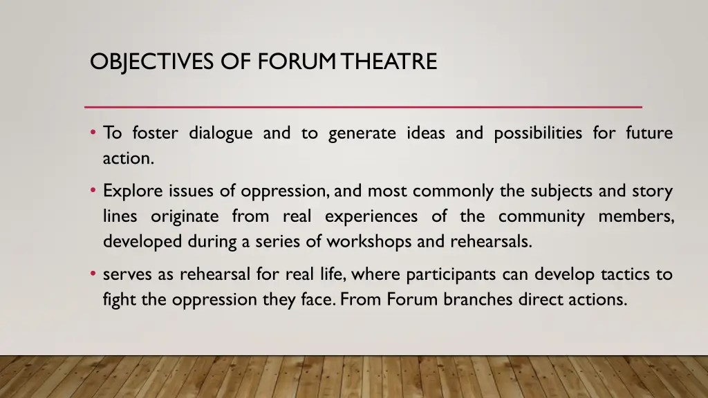 objectives of forum theatre