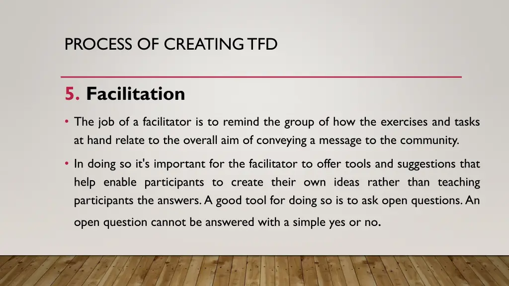 process of creating tfd 1