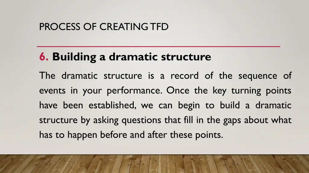 process of creating tfd 2