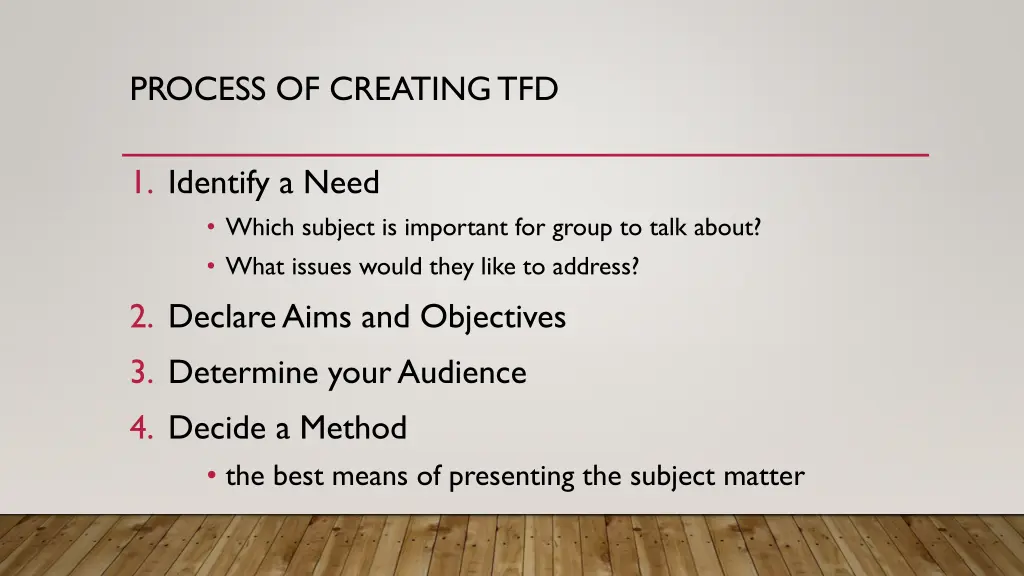 process of creating tfd