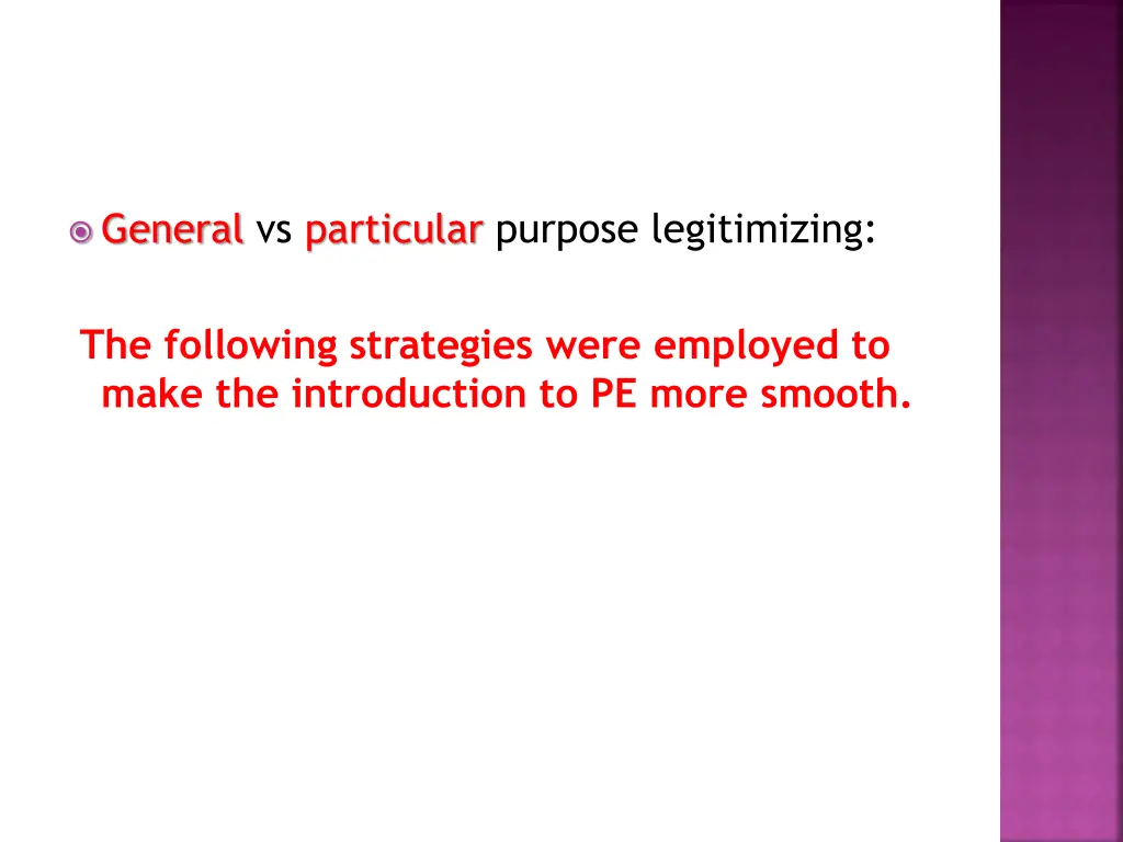 general vs particular purpose legitimizing