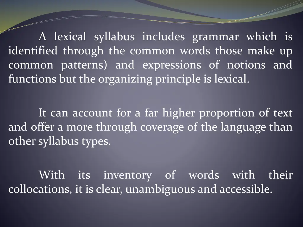 a lexical syllabus includes grammar which