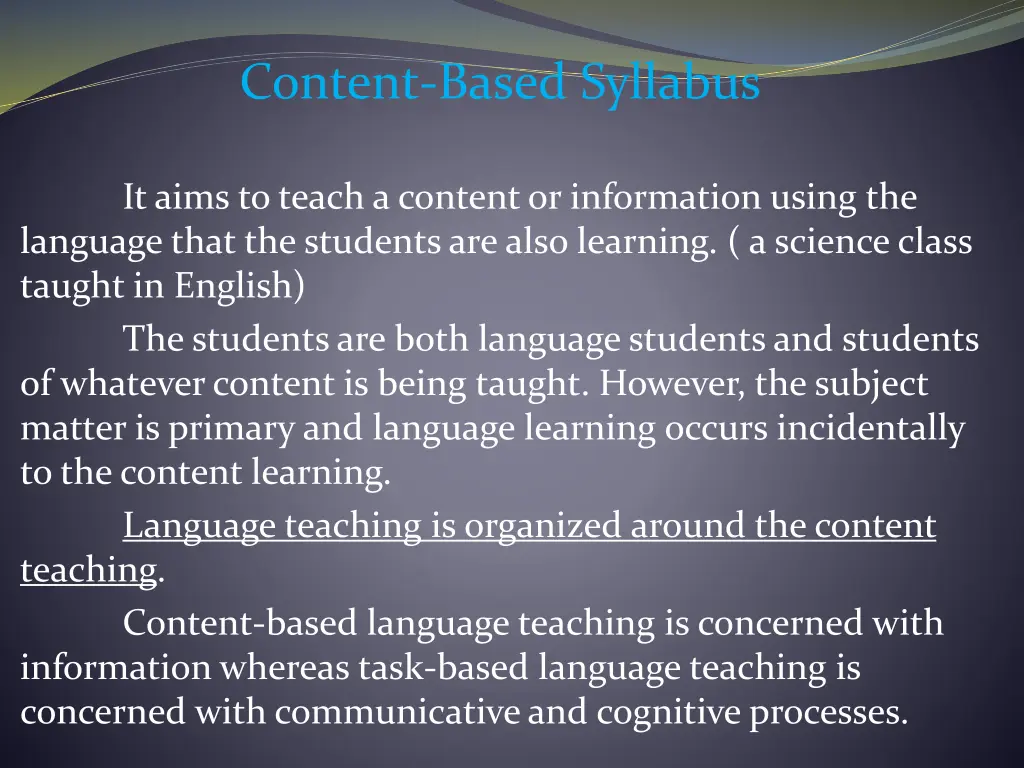 content based syllabus