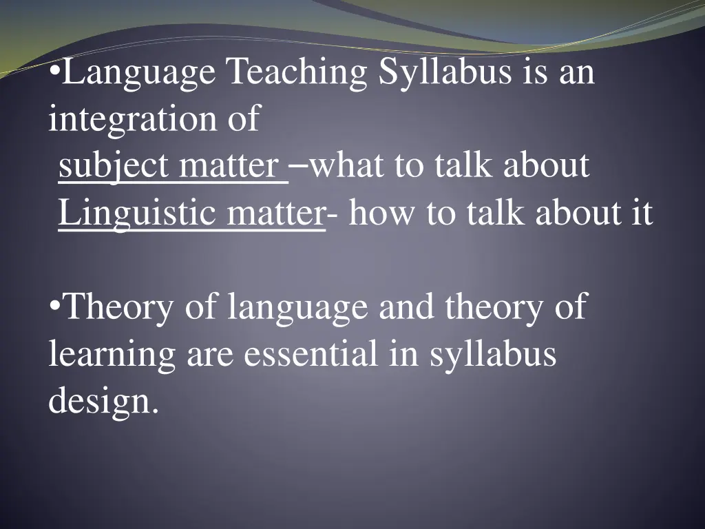 language teaching syllabus is an integration