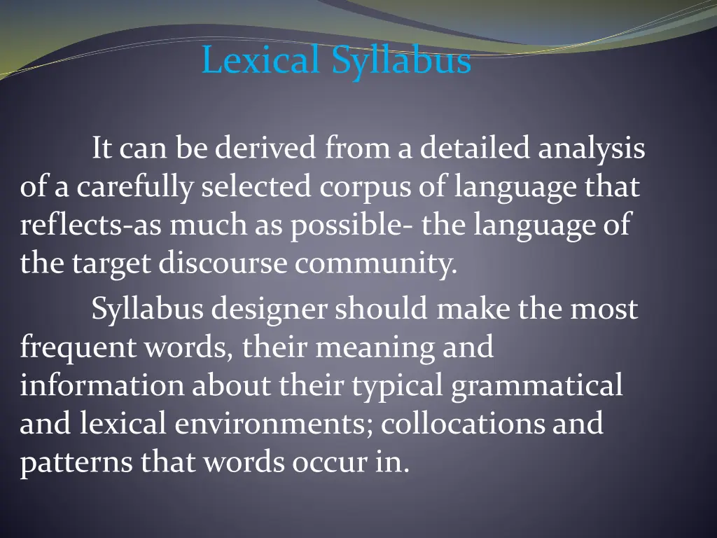 lexical syllabus