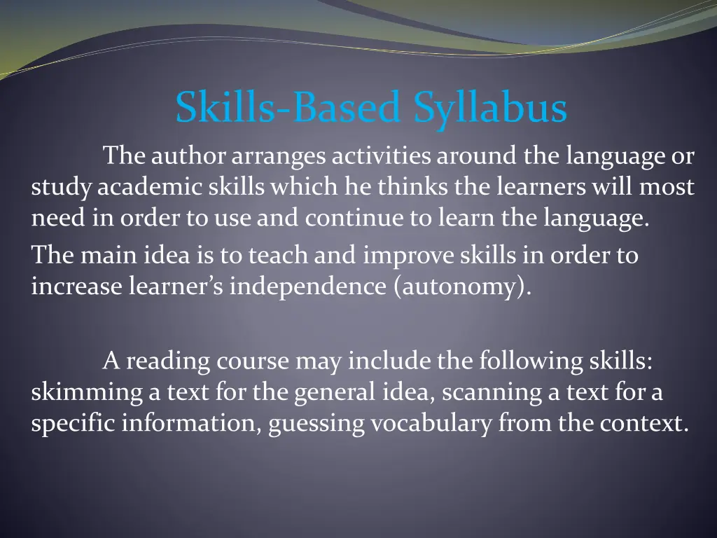 skills based syllabus the author arranges