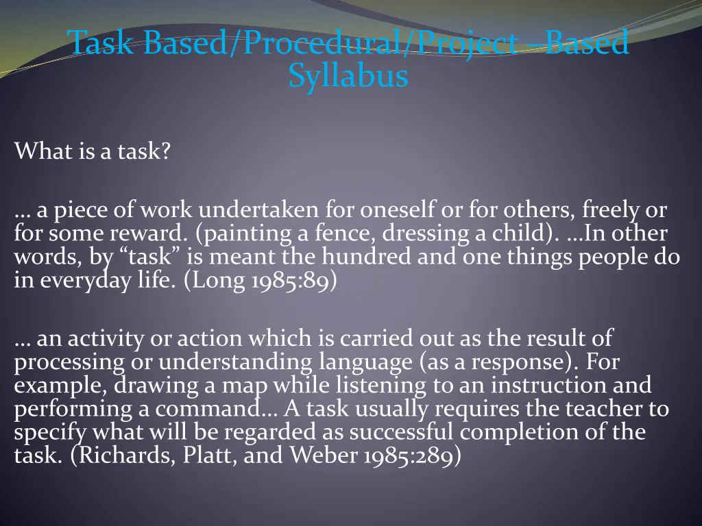 task based procedural project based syllabus