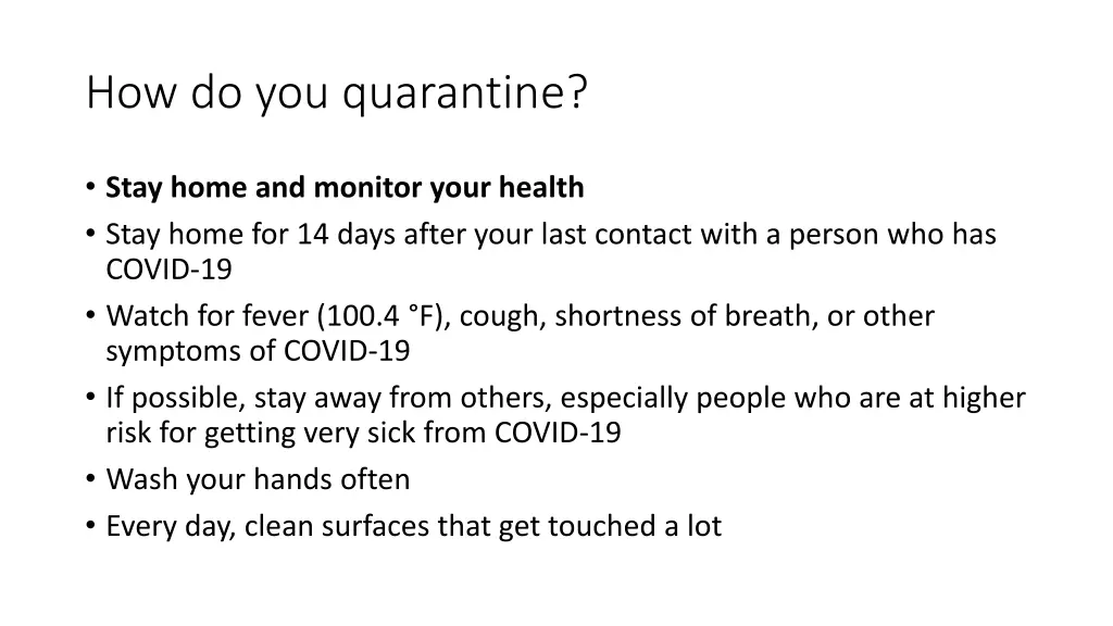 how do you quarantine