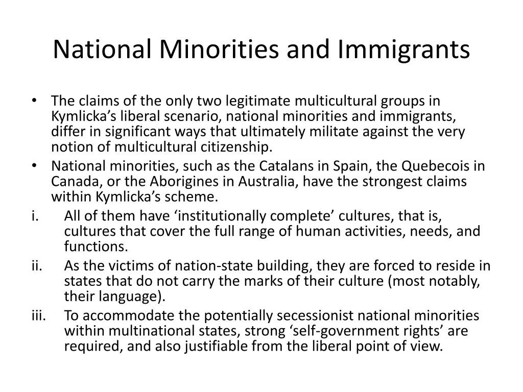 national minorities and immigrants