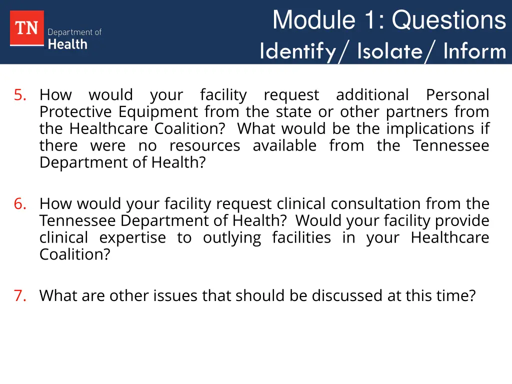 module 1 questions identify isolate inform 1