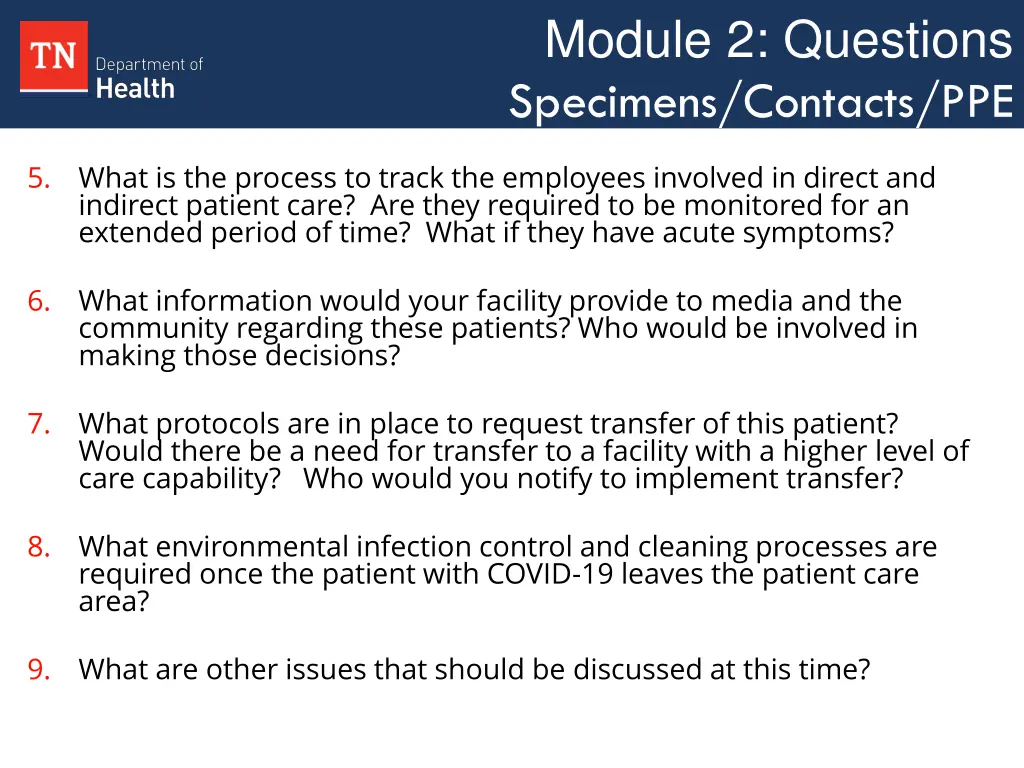 module 2 questions specimens contacts ppe 1