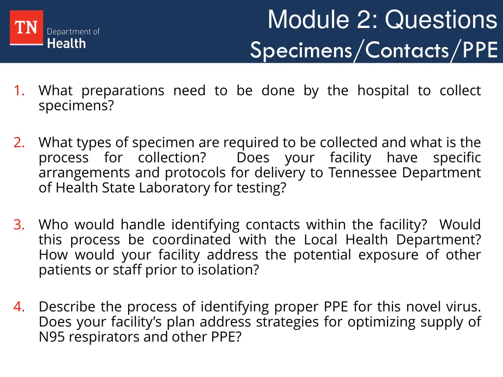 module 2 questions specimens contacts ppe