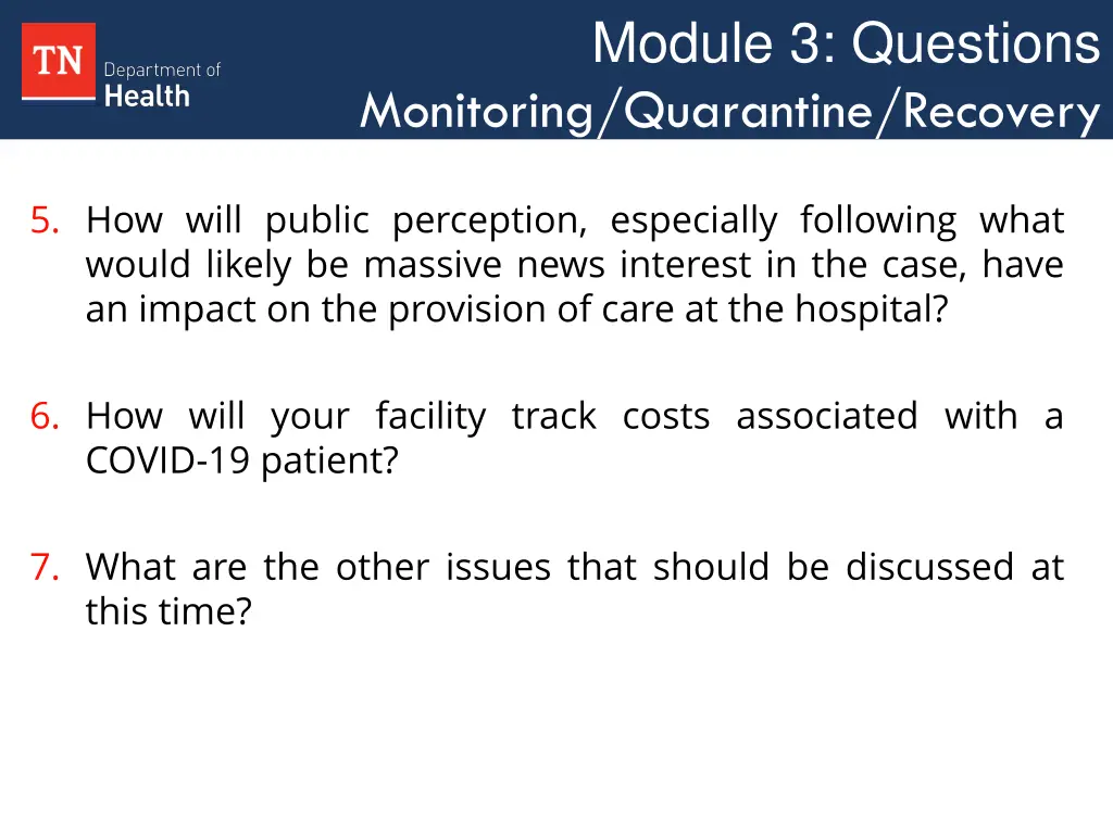 module 3 questions monitoring quarantine recovery 1