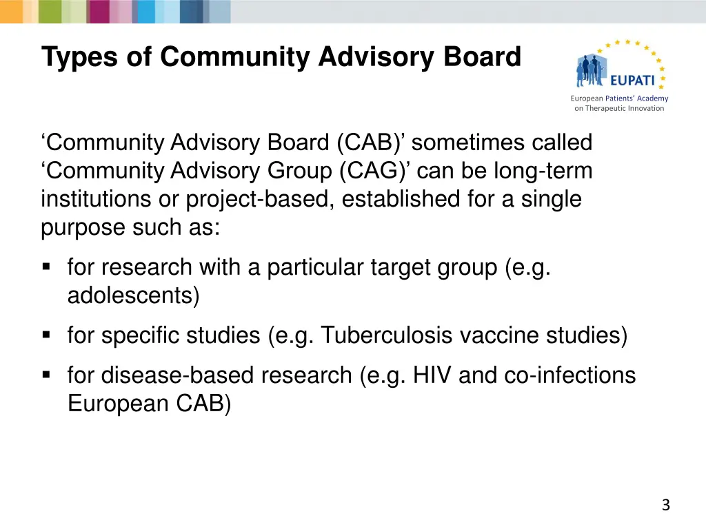 types of community advisory board