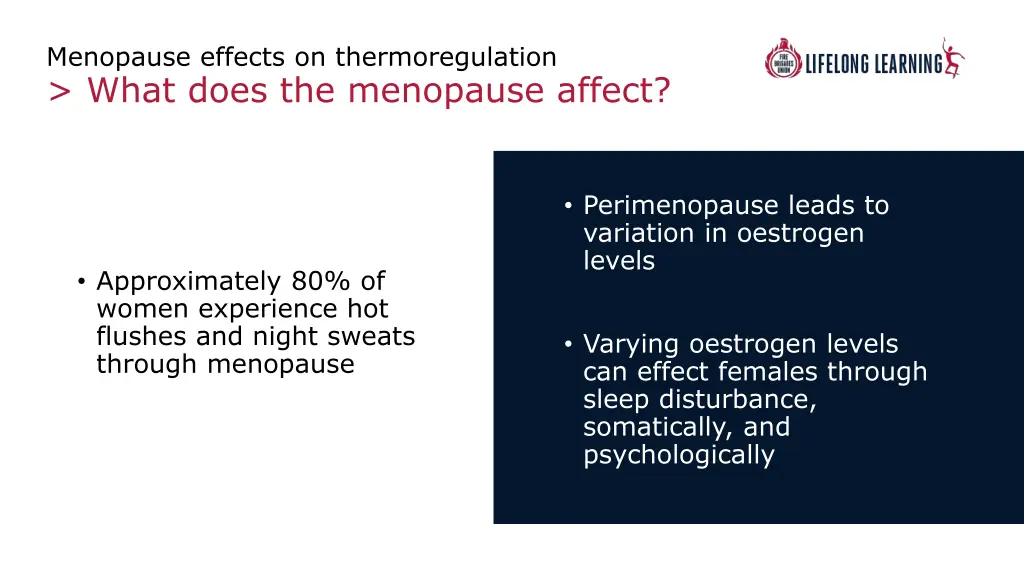 menopause effects on thermoregulation what does