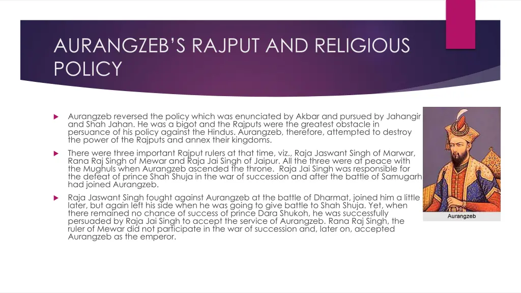 aurangzeb s rajput and religious policy