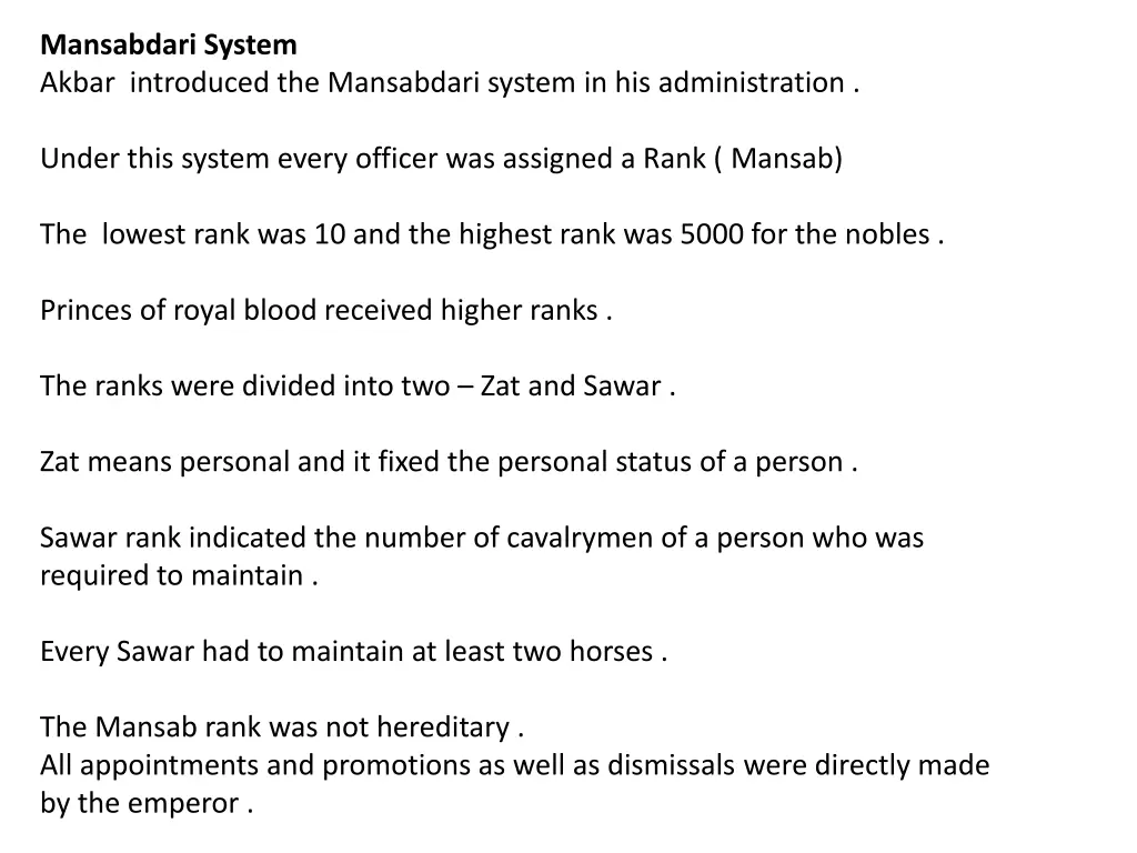 mansabdari system akbar introduced the mansabdari