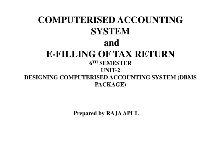 computerised accounting system and e filling