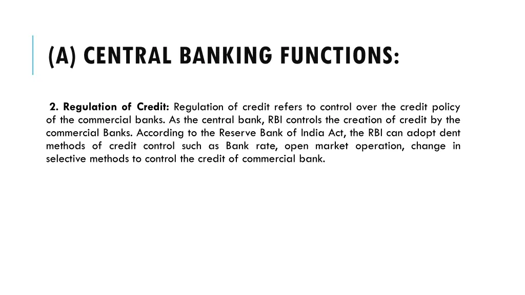 a central banking functions 1