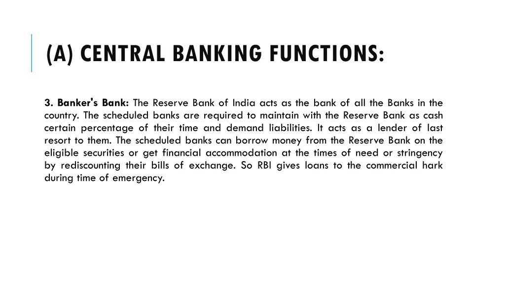 a central banking functions 2