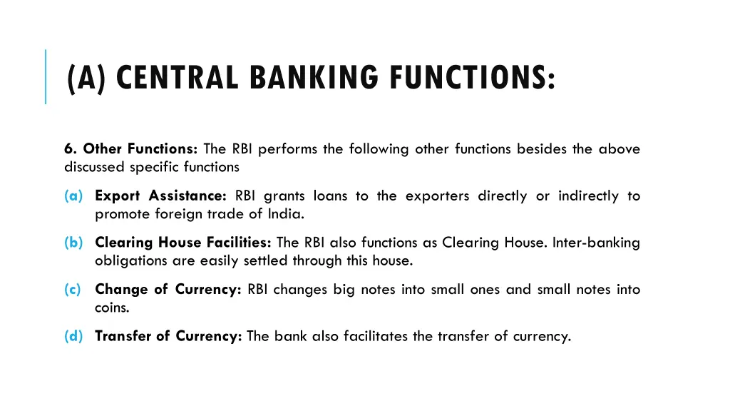 a central banking functions 5