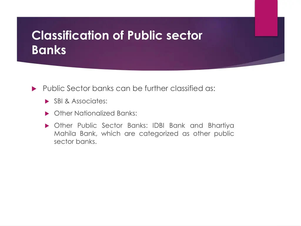 classification of public sector banks